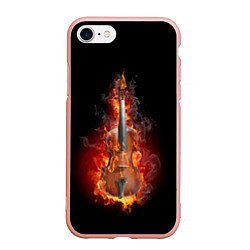 Чехол iPhone 7/8 матовый Скрипка в огне, цвет: 3D-светло-розовый