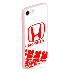 Чехол iPhone 7/8 матовый Honda - красный след шины, цвет: 3D-светло-розовый — фото 2