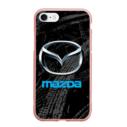 Чехол iPhone 7/8 матовый Mazda - следы шин / 3D-Светло-розовый – фото 1