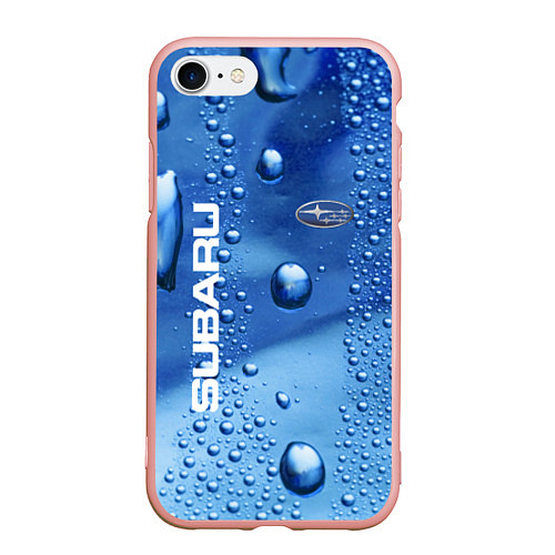 Чехол iPhone 7/8 матовый Subaru - капли / 3D-Светло-розовый – фото 1