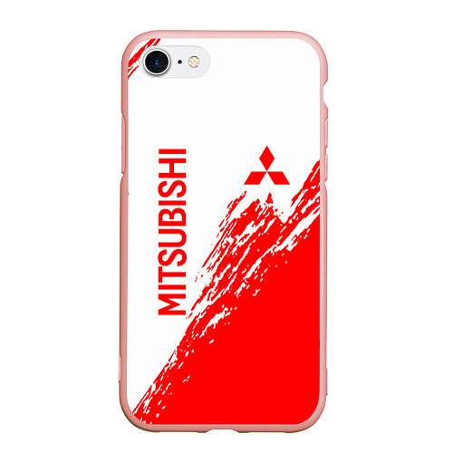 Чехол iPhone 7/8 матовый Mitsubishi - красная текстура / 3D-Светло-розовый – фото 1