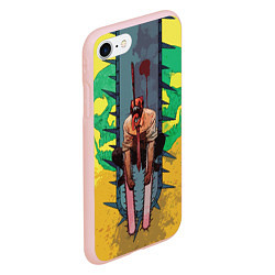 Чехол iPhone 7/8 матовый Человек-бензопила : Дэндзи, цвет: 3D-светло-розовый — фото 2