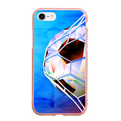 Чехол iPhone 7/8 матовый Футбольный мяч в сетке ворот, цвет: 3D-светло-розовый