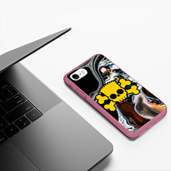 Чехол iPhone 7/8 матовый Череп Барта Симпсона!, цвет: 3D-малиновый — фото 2