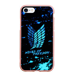 Чехол iPhone 7/8 матовый Attack on Titan wings of freedom - neon