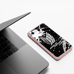 Чехол iPhone 7/8 матовый Attack on Titan wings of freedom, цвет: 3D-светло-розовый — фото 2