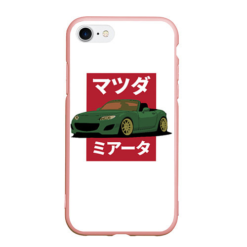 Чехол iPhone 7/8 матовый Mazda MX-5 NC Japanese Style / 3D-Светло-розовый – фото 1