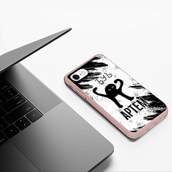 Чехол iPhone 7/8 матовый Кот ъуъ Артем, цвет: 3D-светло-розовый — фото 2