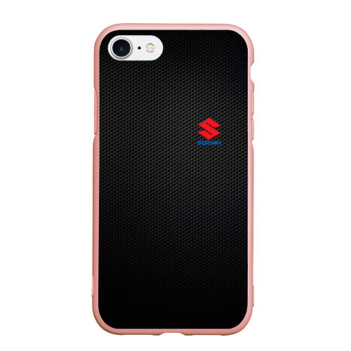 Чехол iPhone 7/8 матовый Suzuki - карбон / 3D-Светло-розовый – фото 1