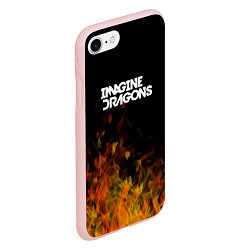 Чехол iPhone 7/8 матовый Imagine Dragons - пламя, цвет: 3D-светло-розовый — фото 2