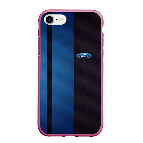 Чехол iPhone 7/8 матовый Ford - три полосы / 3D-Малиновый – фото 1