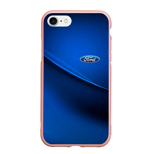 Чехол iPhone 7/8 матовый Ford - синяя абстракция / 3D-Светло-розовый – фото 1