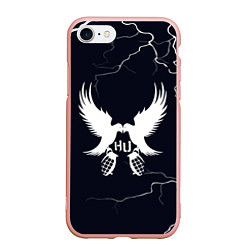Чехол iPhone 7/8 матовый Hollywood Undead - молнии, цвет: 3D-светло-розовый