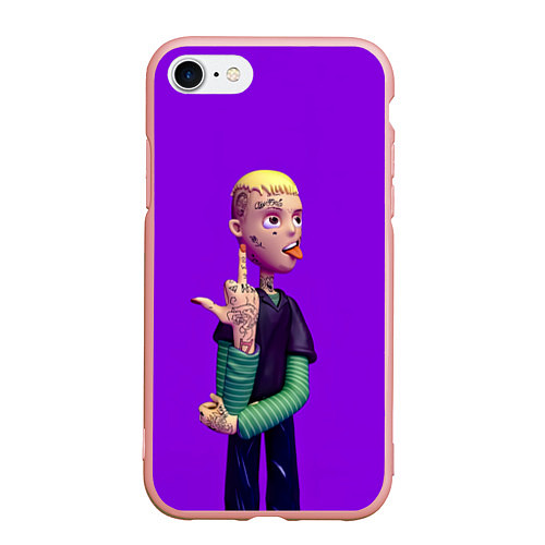 Чехол iPhone 7/8 матовый Lil Peep На Фиолетовом Фоне / 3D-Светло-розовый – фото 1