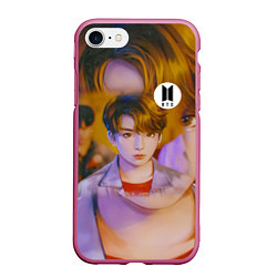 Чехол iPhone 7/8 матовый BTS JK DNA, цвет: 3D-малиновый