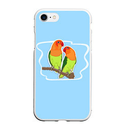 Чехол iPhone 7/8 матовый Парочка попугаев Неразлучников, цвет: 3D-белый