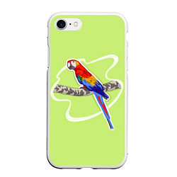 Чехол iPhone 7/8 матовый Яркий попугай Ара, цвет: 3D-белый