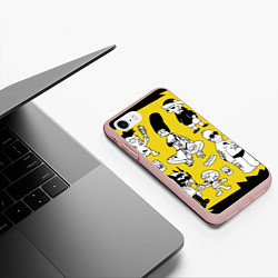 Чехол iPhone 7/8 матовый Весёлая компашка мультфильма Симпсоны - полный рас, цвет: 3D-светло-розовый — фото 2