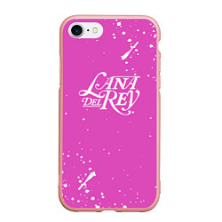 Чехол iPhone 7/8 матовый Lana Del Rey - на розовом фоне брызги, цвет: 3D-светло-розовый