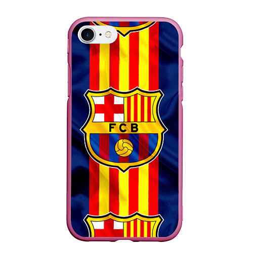 Чехол iPhone 7/8 матовый Фк Барселона Лого / 3D-Малиновый – фото 1