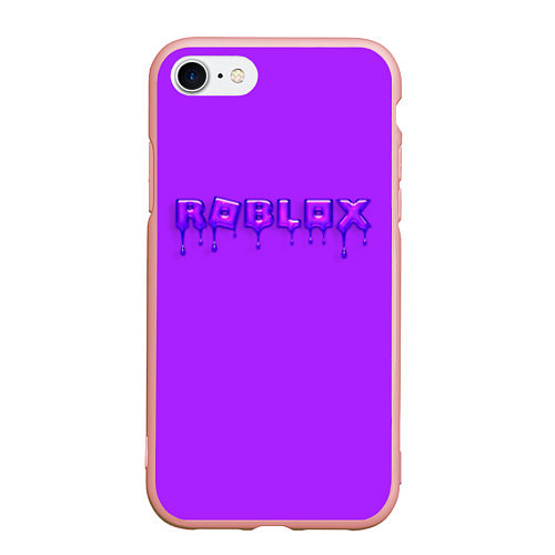 Чехол iPhone 7/8 матовый Roblox неоновый с подтеками / 3D-Светло-розовый – фото 1