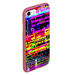 Чехол iPhone 7/8 матовый Яркий пиксельный красочный глитч, цвет: 3D-малиновый — фото 2