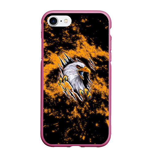 Чехол iPhone 7/8 матовый Орел в огне / 3D-Малиновый – фото 1