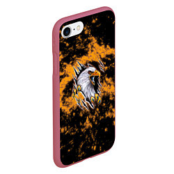 Чехол iPhone 7/8 матовый Орел в огне, цвет: 3D-малиновый — фото 2