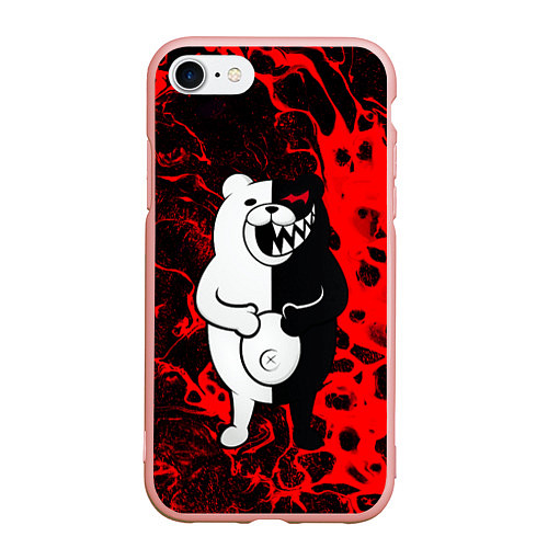 Чехол iPhone 7/8 матовый Monokuma laughter / 3D-Светло-розовый – фото 1