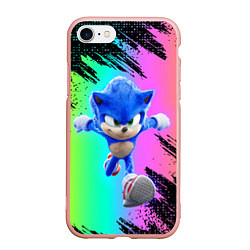 Чехол iPhone 7/8 матовый Sonic neon, цвет: 3D-светло-розовый