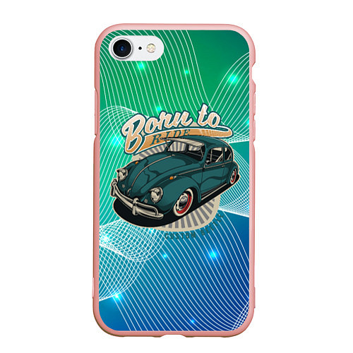 Чехол iPhone 7/8 матовый Born to ride - старый жук / 3D-Светло-розовый – фото 1