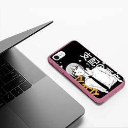 Чехол iPhone 7/8 матовый Демон контроля - Человек-бензопила - Макима, цвет: 3D-малиновый — фото 2