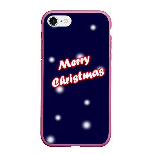 Чехол iPhone 7/8 матовый Merry Christmas Неон / 3D-Малиновый – фото 1