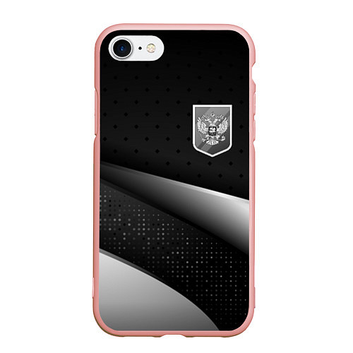 Чехол iPhone 7/8 матовый Russia - black & white / 3D-Светло-розовый – фото 1