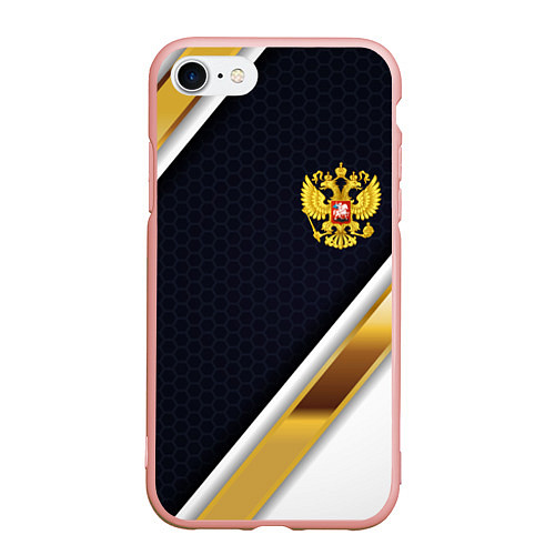 Чехол iPhone 7/8 матовый Gold and white Russia / 3D-Светло-розовый – фото 1