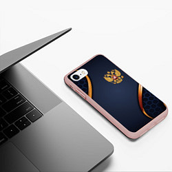 Чехол iPhone 7/8 матовый Blue & gold герб России, цвет: 3D-светло-розовый — фото 2