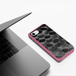 Чехол iPhone 7/8 матовый Черные камни, цвет: 3D-малиновый — фото 2