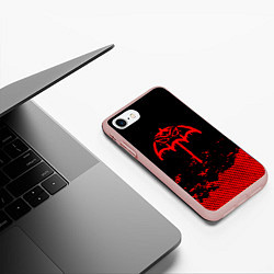 Чехол iPhone 7/8 матовый Bring Me the Horizon красный фонтик, цвет: 3D-светло-розовый — фото 2