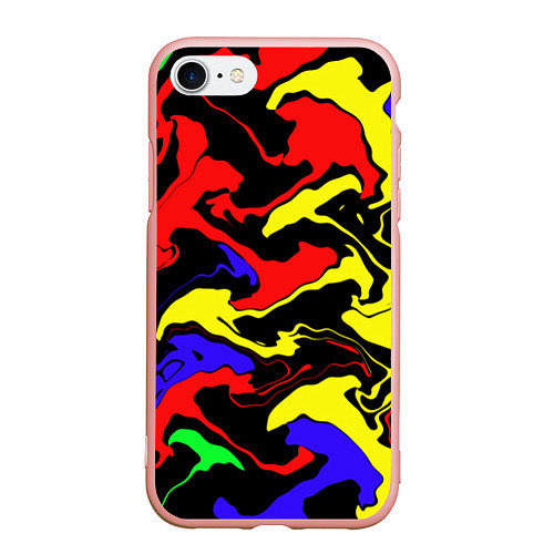 Чехол iPhone 7/8 матовый Яркие абстрактные краски / 3D-Светло-розовый – фото 1