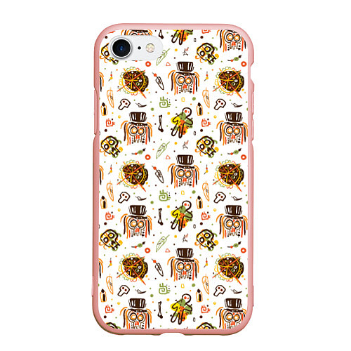 Чехол iPhone 7/8 матовый Череп с волосами / 3D-Светло-розовый – фото 1