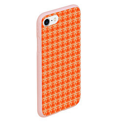 Чехол iPhone 7/8 матовый Цветочки на оранжевом фоне, цвет: 3D-светло-розовый — фото 2