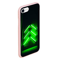Чехол iPhone 7/8 матовый Неоновые зелёные стрелки во тьме, цвет: 3D-светло-розовый — фото 2