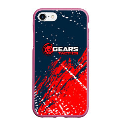 Чехол iPhone 7/8 матовый Gears of War - бела-красная текстура