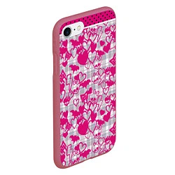 Чехол iPhone 7/8 матовый Розовые черепа паттерн, цвет: 3D-малиновый — фото 2