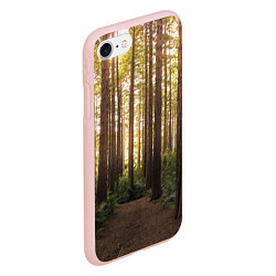 Чехол iPhone 7/8 матовый Дневной лес, деревья и свет, цвет: 3D-светло-розовый — фото 2
