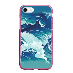 Чехол iPhone 7/8 матовый Несущиеся морские волны, цвет: 3D-малиновый