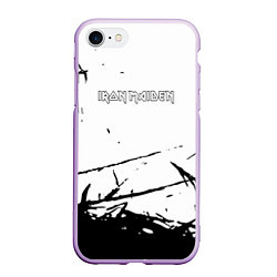 Чехол iPhone 7/8 матовый Iron Maiden черная текстура, цвет: 3D-сиреневый