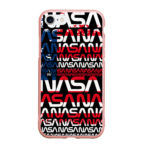 Чехол iPhone 7/8 матовый Nasa usa флаг / 3D-Светло-розовый – фото 1
