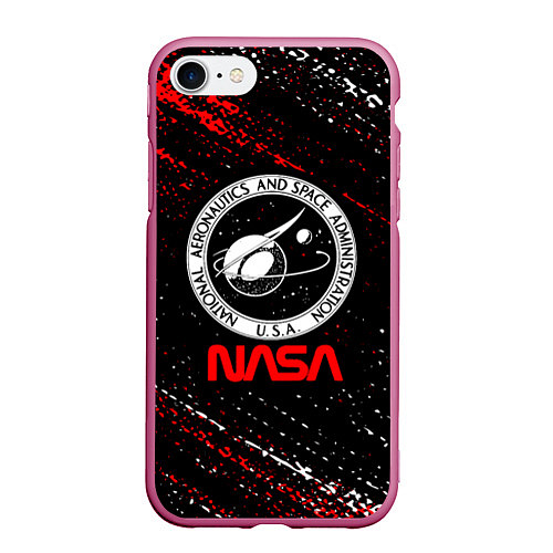 Чехол iPhone 7/8 матовый Nasa краска / 3D-Малиновый – фото 1