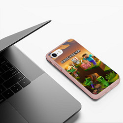 Чехол iPhone 7/8 матовый Анастасия Minecraft, цвет: 3D-светло-розовый — фото 2